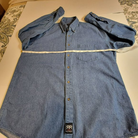 Real Ranch Workwear Shirt,Men L, Denim Blue Medium Wash Casual Button Down, EUC - Picture 9 of 12